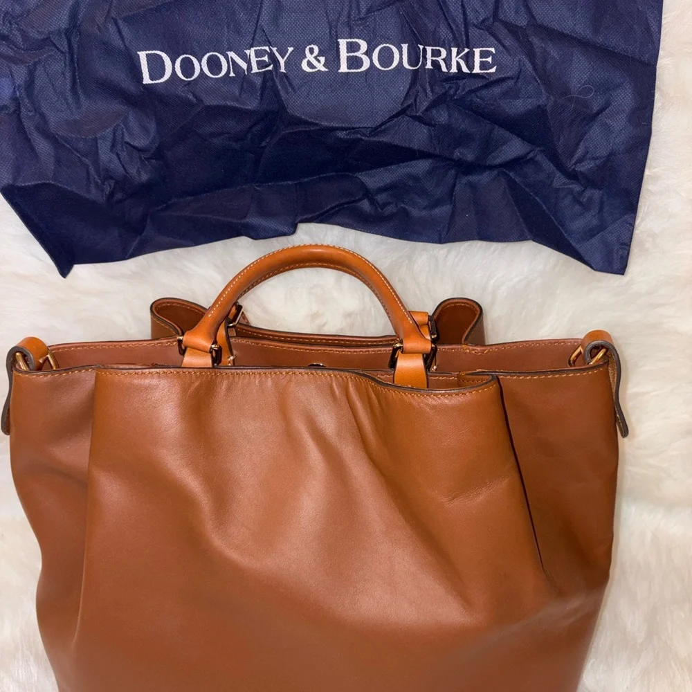 Dooney & Bourke Brown Leather City Barlow Tote Bag - Picture 2 of 8